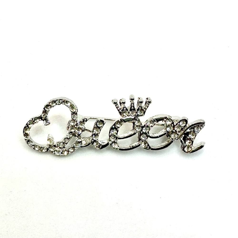 NWOT- Silver Rhinestone Queen Brooch